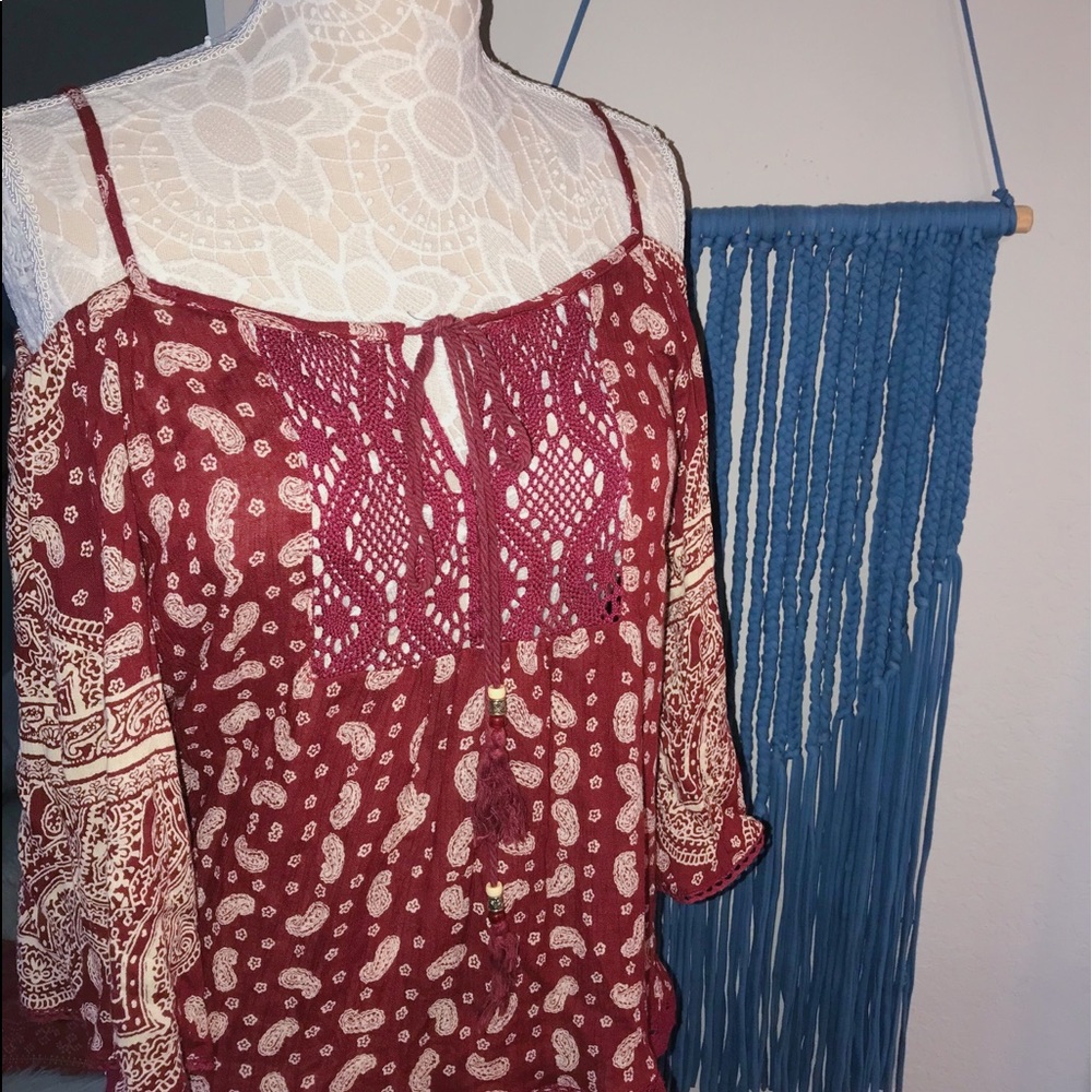 Maroon off the shoulder blouse
